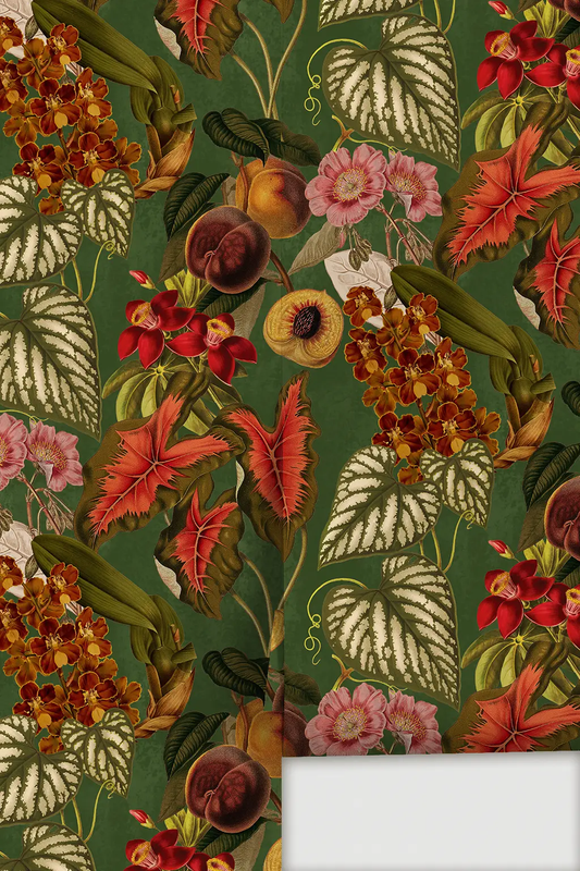 Cali Tropicale Wallpaper green botanical collage by Samantha Santana Creative on Tampa Home & Garden Store