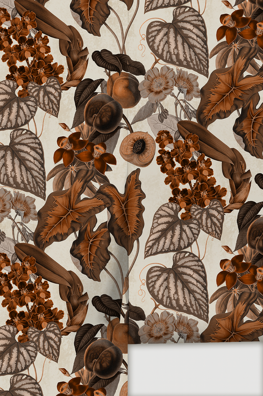 Cali Tropicale Wallpaper, off-white and burnt orange - Tampa Home & Garden Store