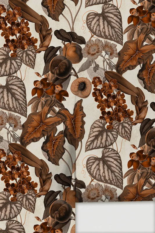 Cali Tropicale wallpaper offwhite and burnt orange by Samantha Santana Creative on Tampa Home & Garden Store