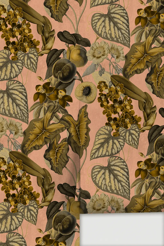 Cali Tropicale wallpaper peach and yellow botanical pattern on Tampa Home & Garden Store