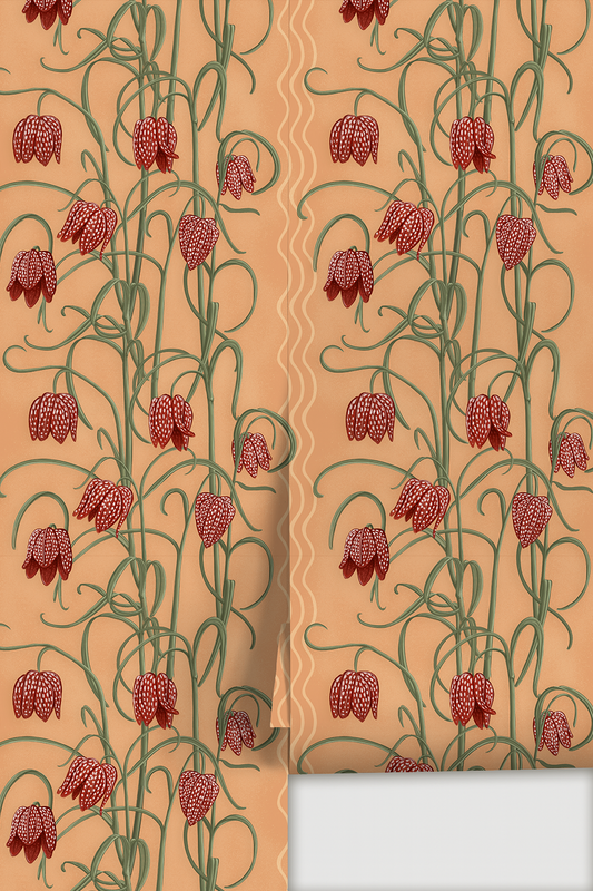Campanas Wallpaper, peach and rust - Tampa Home & Garden Store