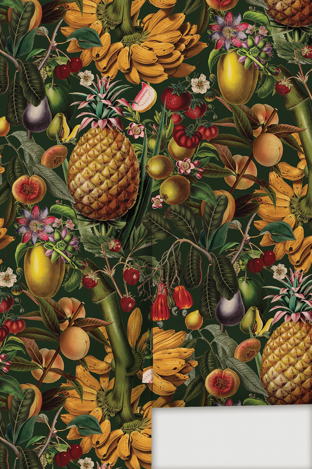 Papel pintado de frutas jugosas, verde oscuro