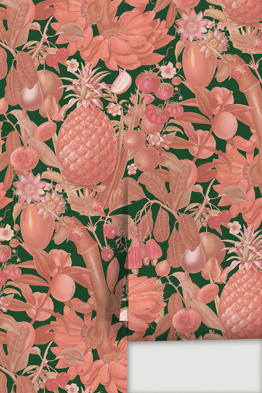Juicy Fruit Wallpaper, dark green and pink - Tampa Home & Garden Store