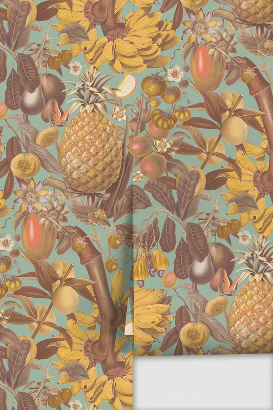 Juicy Fruit Wallpaper mint and yellow tropical fruit pattern Samantha Santana Creative on Tampa Home & Garden Store