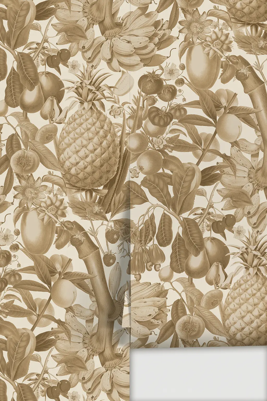 Juicy Fruit Wallpaper by Samantha Santana Creative in white and neutral botanical print on Tampa Home & Garden Store