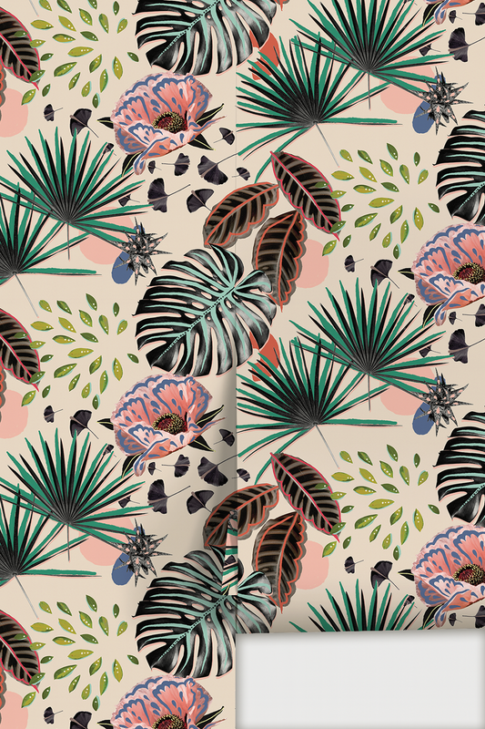 Papel pintado floral pop