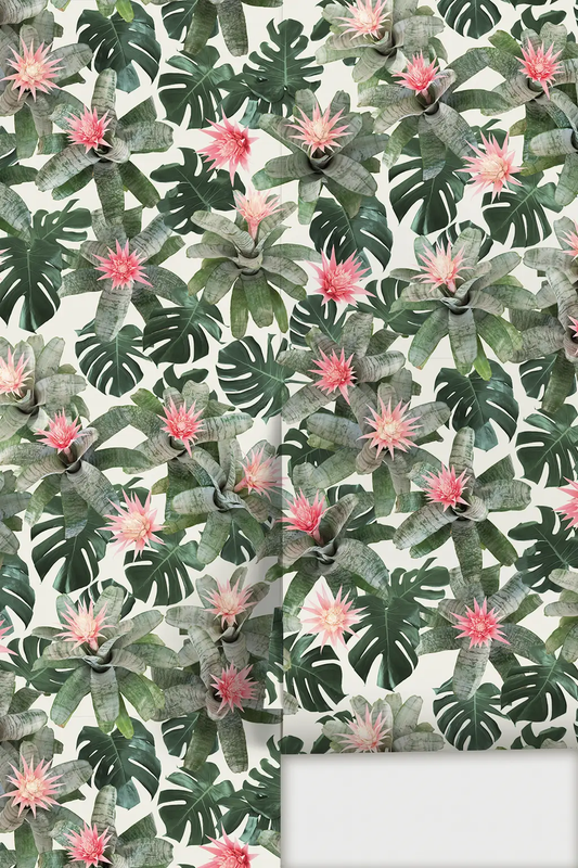Wallpaper Rad Bromeliad White Peel-and-Stick by Samantha Santana Creative on Tampa Home & Garden Store