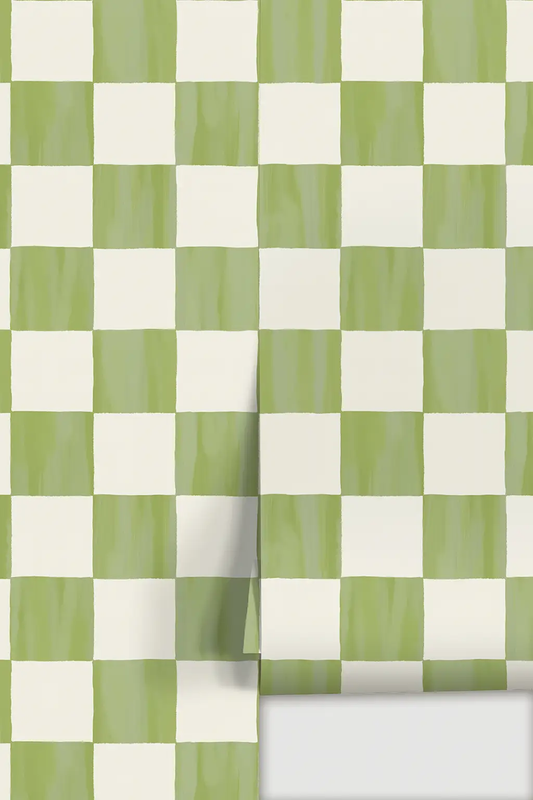 Checkers wallpaper olive green peel and stick checkerboard pattern Samantha Santana on Tampa Home & Garden Store