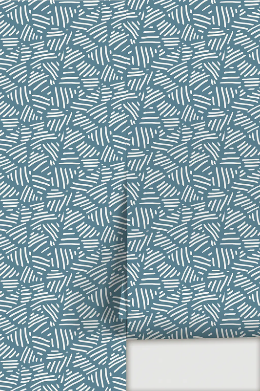 Wallpaper Simple Stripes Denim Blue with white linear stripes on Tampa Home & Garden Store