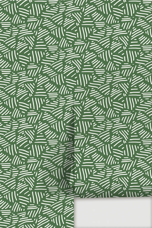 Simple Stripes Wallpaper green with white brushstroke stripes pattern on Tampa Home & Garden Store