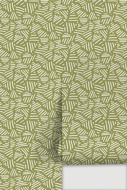 Wallpaper Simple Stripes Olive Green with white stripe pattern on Tampa Home & Garden Store