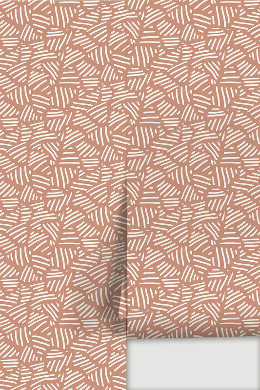 Wallpaper Simple Stripes terracotta with white linear stripes on Tampa Home & Garden Store