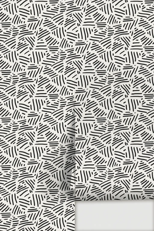 Wallpaper Simple Stripes white and black, bold linear pattern by Samantha Santana Creative on Tampa Home & Garden Store