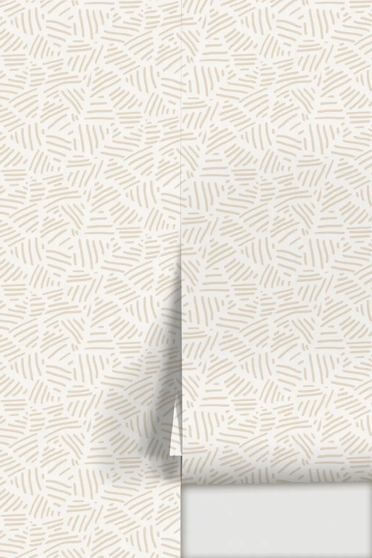 Simple Stripes Wallpaper white and tan with a brushstroke stripe pattern and a visible seam on Tampa Home & Garden Store