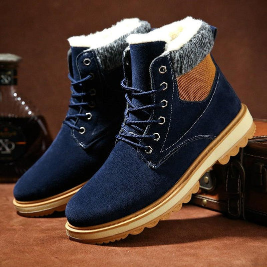 Stevvex navy blue men's winter boots with fur lining, waterproof ankle boots on Tampa Home & Garden Store