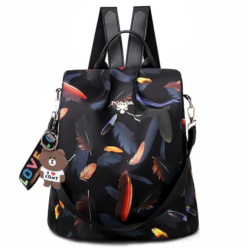 Water Resistant Anti Theft Backpack Moktan Sabai with multicolor feather print, Oxford 30cm on Tampa Home & Garden Store