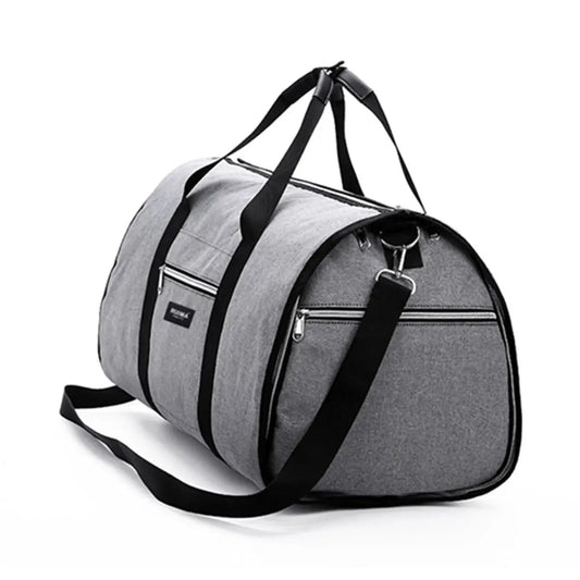 Waterproof travel bag 2-in-1 garment bag gray with black straps and handles VIP Digital Presence on Tampa Home & Garden Store
