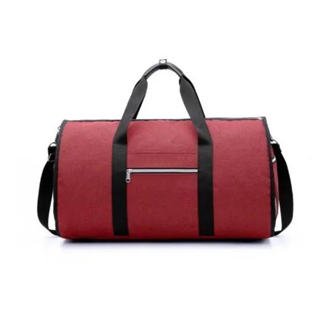Waterproof Travel Bag 2 In 1 Garment Bag red fabric with black handles on Tampa Home & Garden Store
