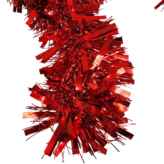 12 foot 6 Ply Luxury Tinsel Garland - Red - Tampa Home & Garden Store