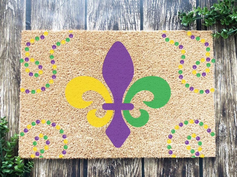 Welcome Mardi Gras Masks Doormat | Nola Housewarming Gift | Fat Tuesday | Doormat Closing Gift | Welcome Doormat | Front Door Home Door Mat