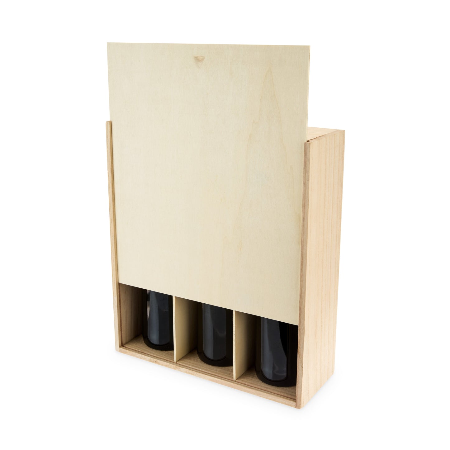 Solid Wood Wine Box For Three Bottles And Storage