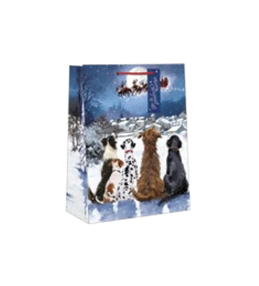 Love Of Pets Gift Bag with Foil Accents, dog-themed winter scene by The Country Christmas Loft on Tampa Home & Garden Store