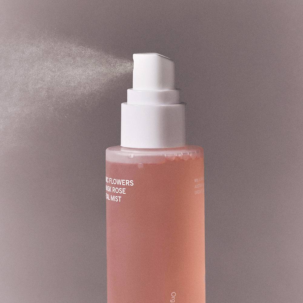 Whamisa Organic Flowers Damask Rose Petal Mist 100ml bottle, pink toner mist Seoulia on Tampa Home & Garden Store