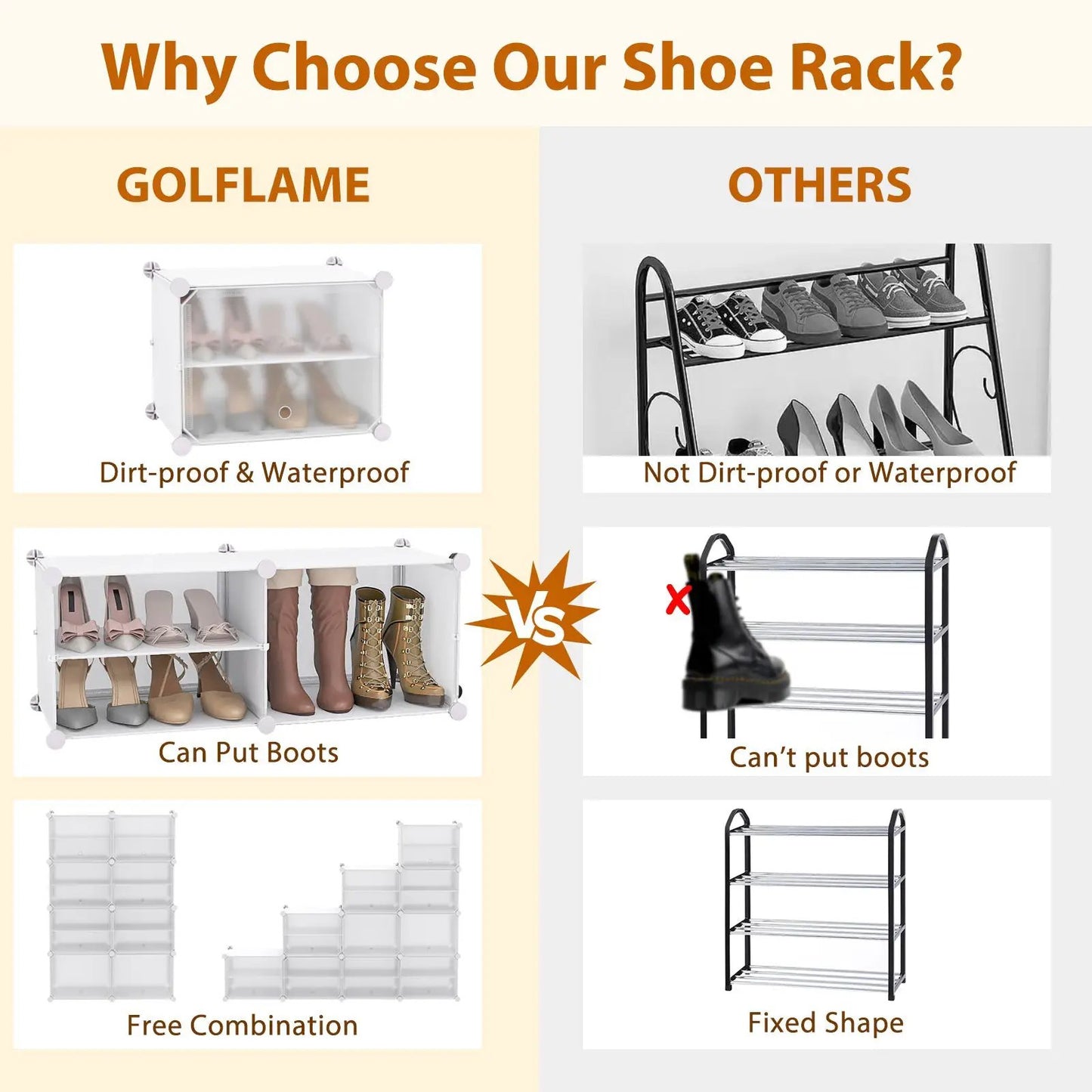 DirectDeals 12-Cube 48-Pairs Portable Shoe Shelves with Hook, white on Tampa Home & Garden Store