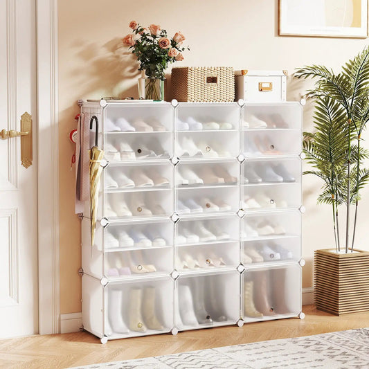 12-Cube 48-Pair Portable Shoe Shelves with Hook DirectDeals clear-door rack on Tampa Home & Garden Store