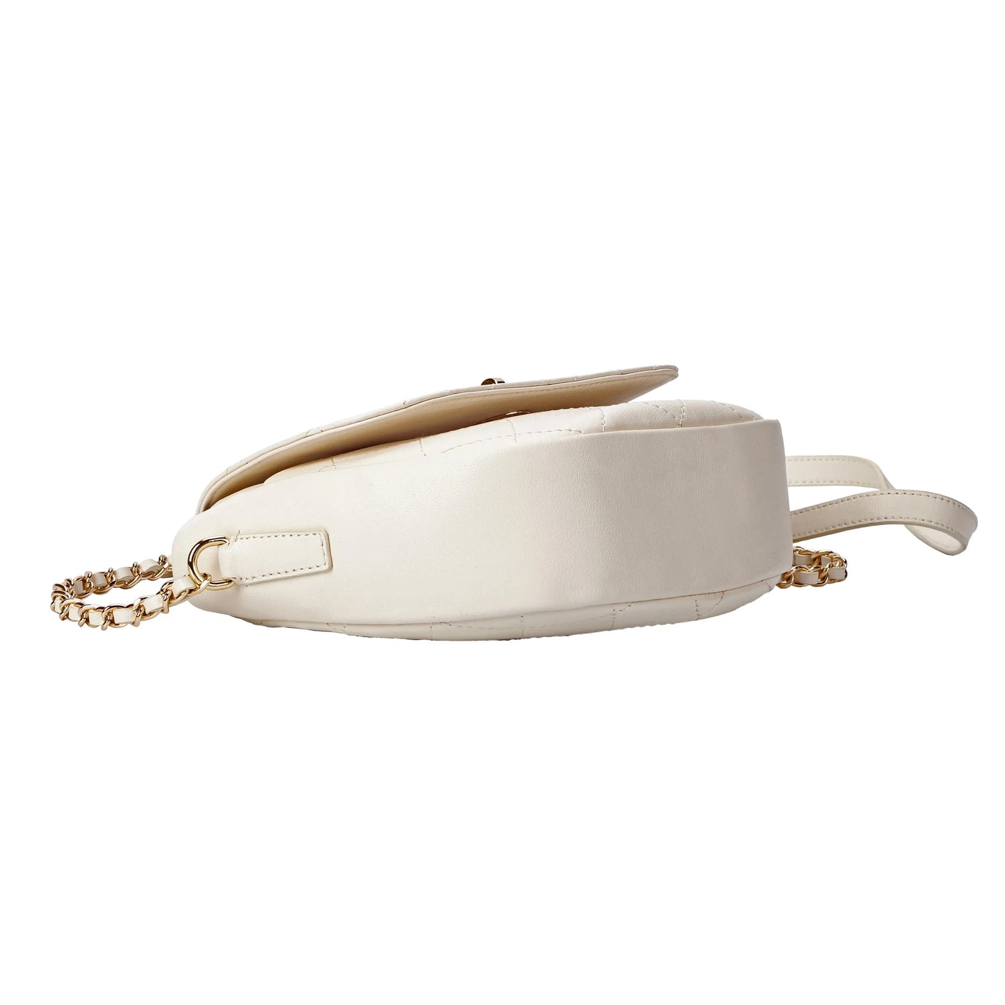 White Quilted Leather Crossbody Bag with Gold Chain Strap - Tampa Home & Garden Store