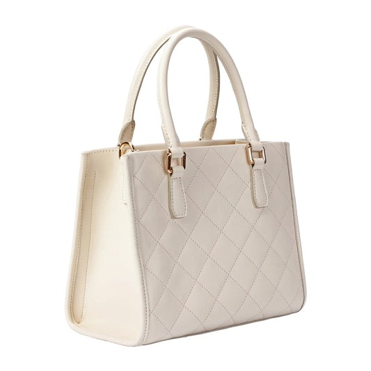 White Quilted Leather Crossbody Bag with Dual Handles