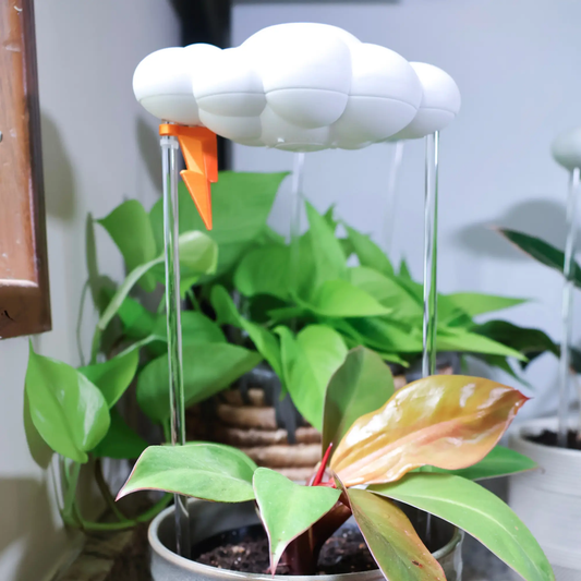 Dripping Rain Cloud with Lightning Bolt Charm white cloud watering globe by The Cloud Makers on Tampa Home & Garden Store