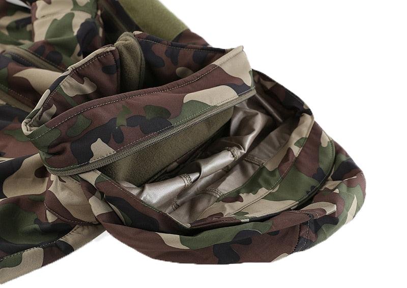 Stevvex men's camouflage winter fleece jacket with hood, soft warm lining, sport jacket on Tampa Home & Garden Store