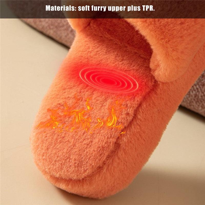 Stevvex orange plush women slippers with soft furry upper indoor warm open-toe slippers on Tampa Home & Garden Store