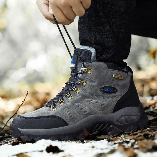 Stevvex gray winter men's hiking boot with plush lining and rugged non-slip sole on Tampa Home & Garden Store