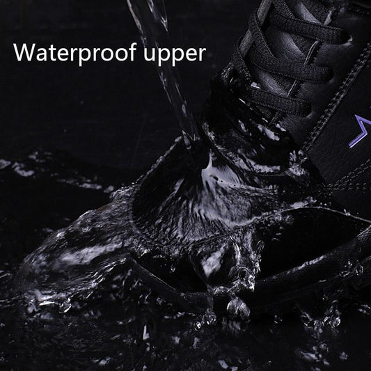 Stevvex winter boots waterproof upper, black ankle hiking boot with plush lining on Tampa Home & Garden Store