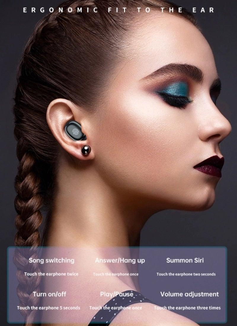 In-Ear Headphones Stevvex Bluetooth 5.1, IPX8 waterproof charging case, built-in mic on Tampa Home & Garden Store