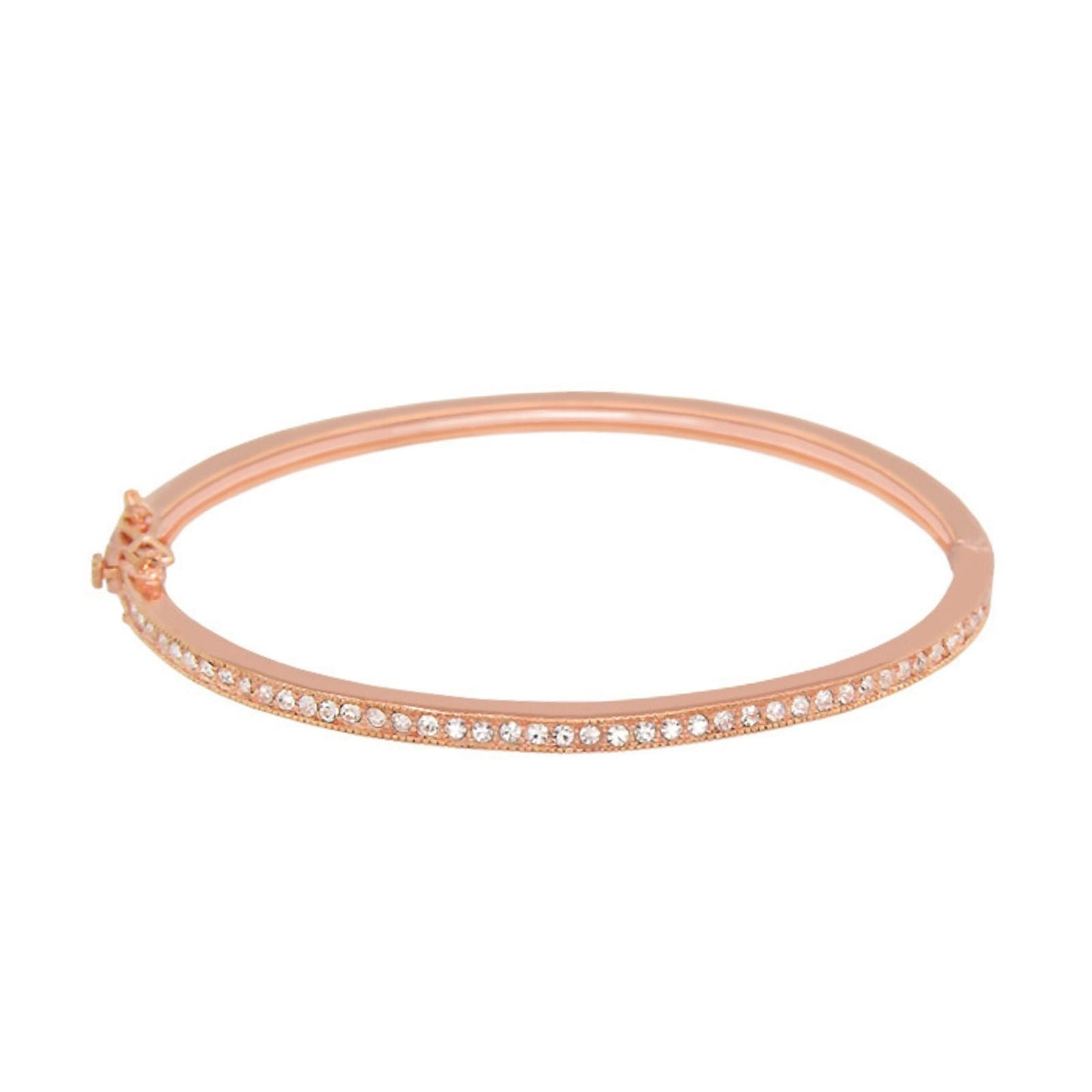 Glamour Pave Stackable Bangle Half-Pave Hinge, rose gold with pavé diamonds on Tampa Home & Garden Store