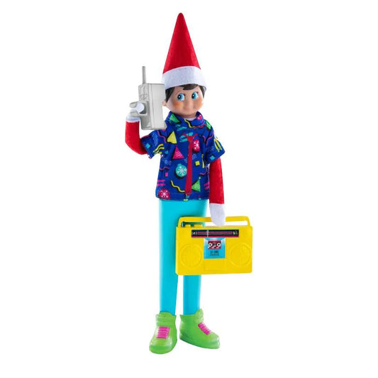 Elf on the Shelf MagiFreez retro 80s gear figure with bright neon shirt and yellow boombox on Tampa Home & Garden Store