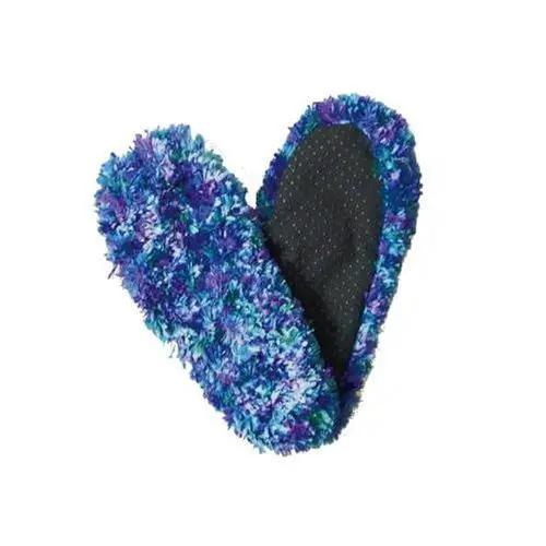 Fuzzy Footies Slippers multicolor blue green purple plush pair with black soles on Tampa Home & Garden Store