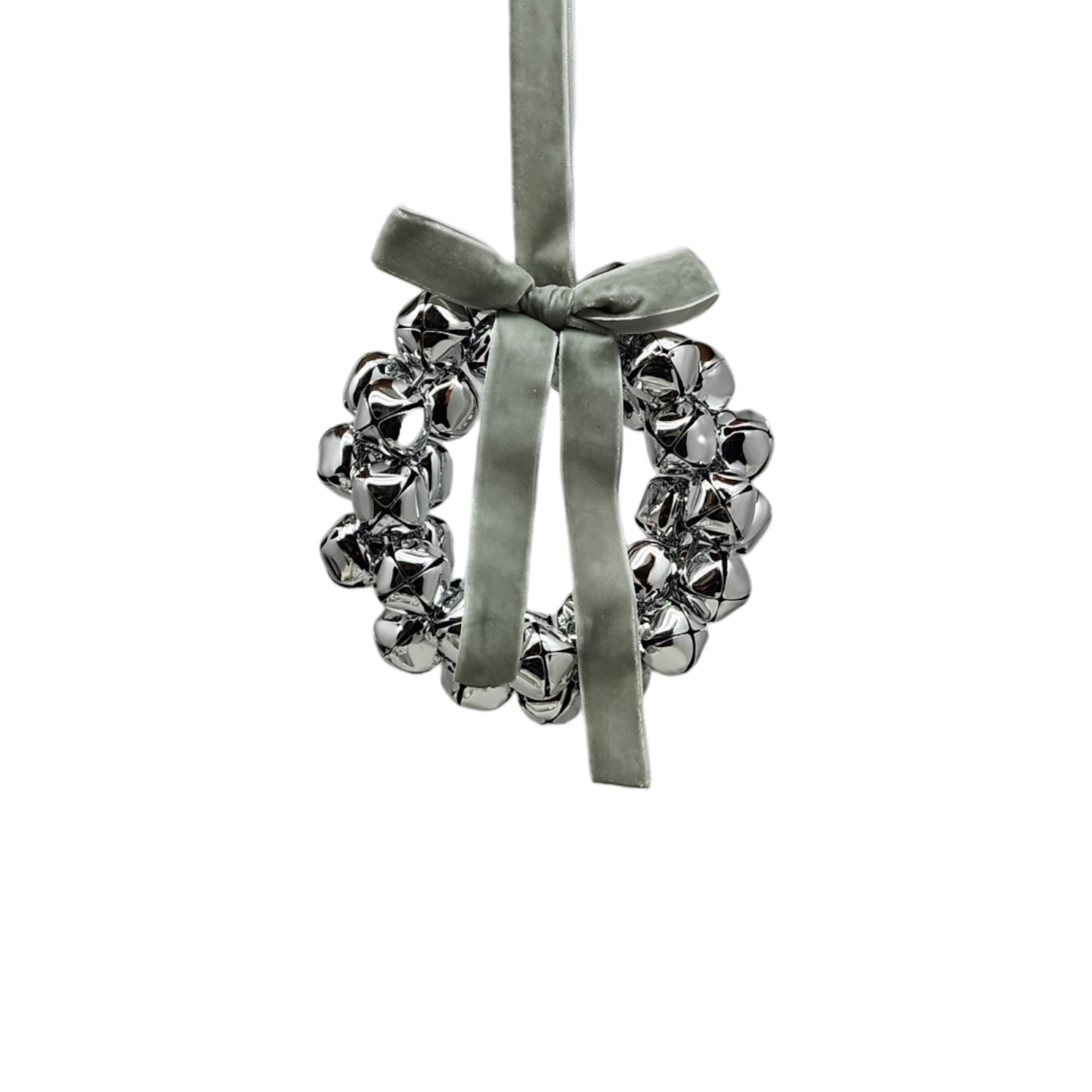 Ornement de couronne en forme de cloche argentée - 15 cm