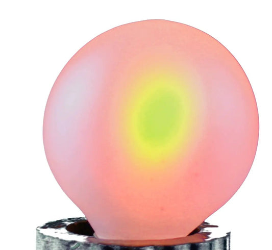 G30 frosted white replacement bulb with pinkish glow, screw-in base on Tampa Home & Garden Store