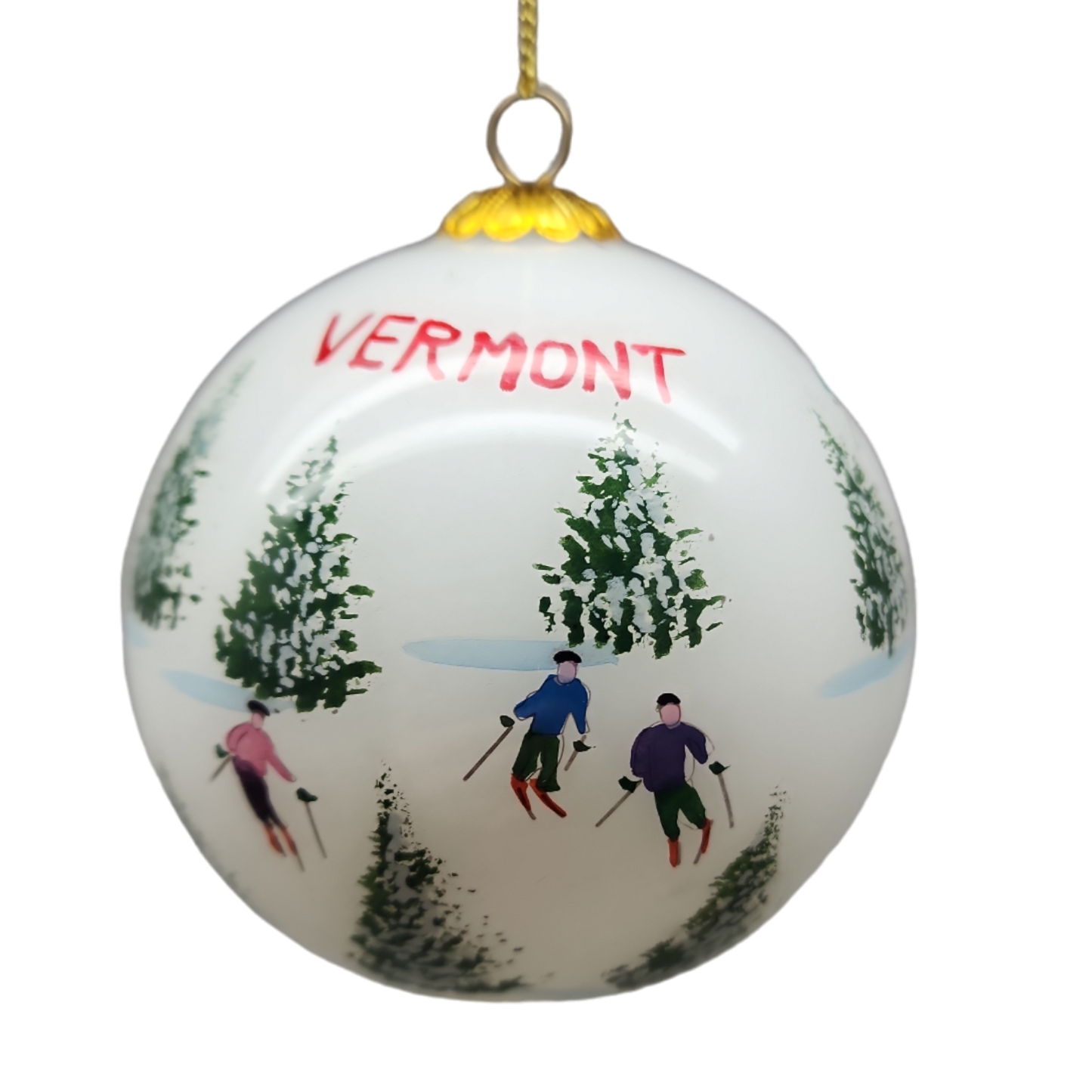 Boule à neige en verre peinte à la main - Ski dans les Glades, Vermont