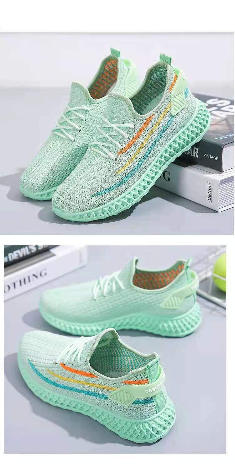 Women's Stevvex running sneakers mint green breathable mesh with stripes on Tampa Home & Garden Store