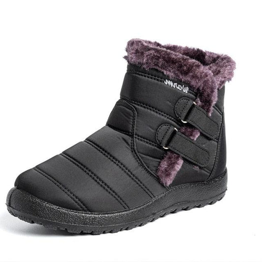 Womens Snow Boots Stevvex Waterproof ankle boot with fur lining and hook-and-loop straps on Tampa Home & Garden Store