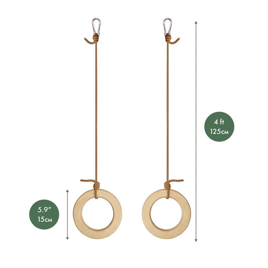 Wooden gymnastic rings for kids Goodevas 2-pack with rope carabiners for baby swings on Tampa Home & Garden Store