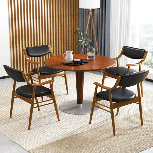 Juego de 2 sillas de comedor de madera con asiento y respaldo acolchados - Negro