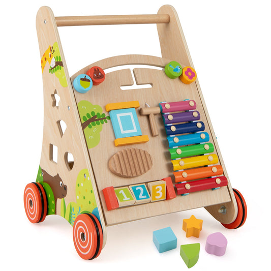 Wooden Push and Pull Baby Walker with Handle and Storage-Natural - Tampa Home & Garden Store