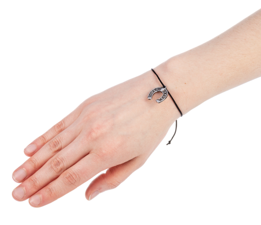 Message in a Glass Bottle bracelet with black cord and silver charm on Tampa Home & Garden Store