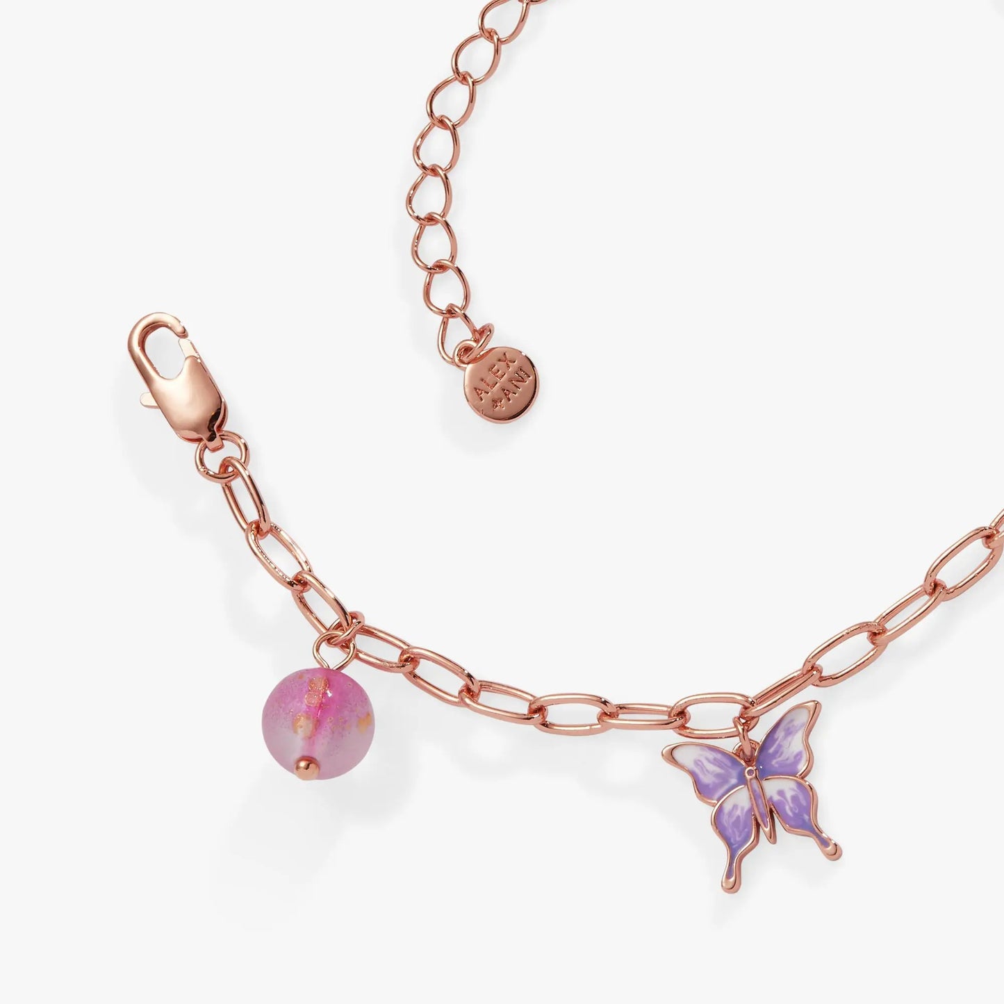 The Wizard of Oz Good Witch Charm Bracelet by ALEX AND ANI pink marbled bead butterfly charm on Tampa Home & Garden Store